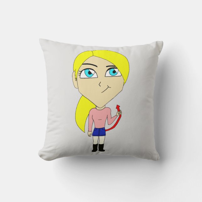 chibi "bad" girl throw pillow (Front)