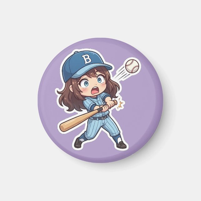 Chibi Baseball Edition - Batter Bunt Play Magnet (Front)