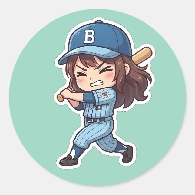 Chibi Baseball Edition - Heavy Hitter Classic Round Sticker (Front)