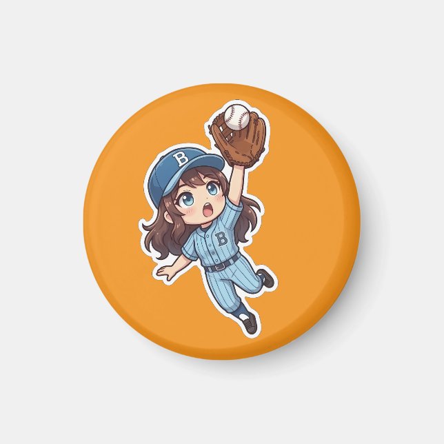 Chibi Baseball Edition - Leaping Catch Magnet (Front)