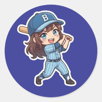 Chibi Baseball Edition - Power Swing Classic Round Sticker