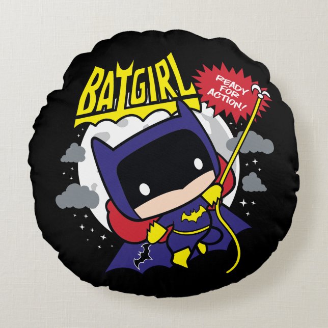 Chibi Batgirl Ready For Action Round Pillow (Front)