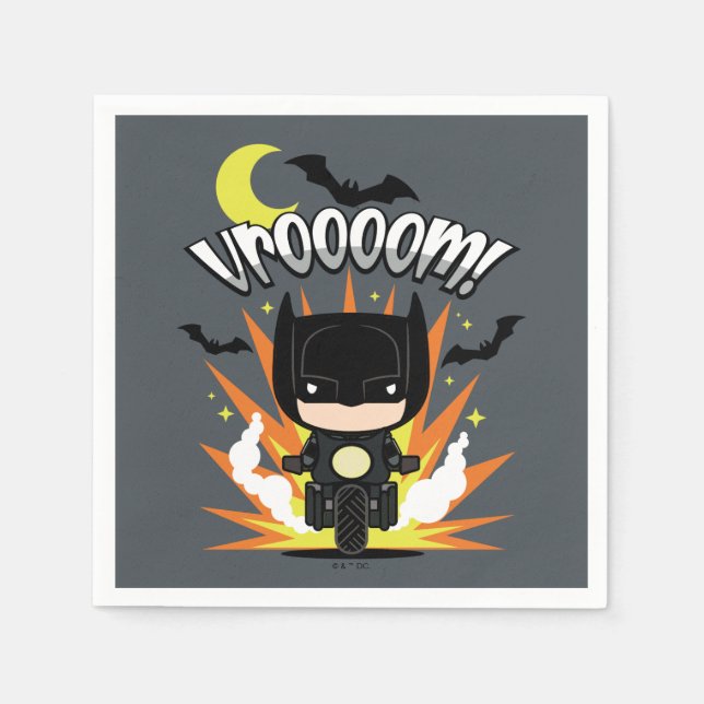 Chibi Batman Batcycle Napkin (Front)