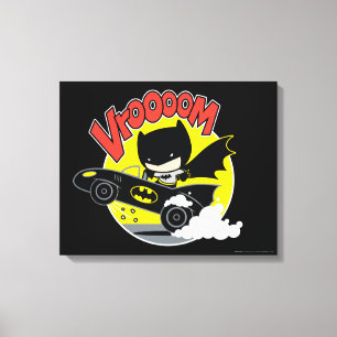 Chibi Batman In The Batmobile Canvas Print