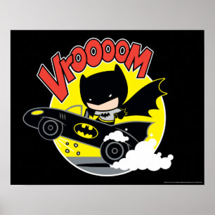Chibi Batman In The Batmobile Poster