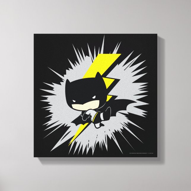 Chibi Batman Lightning Kick Canvas Print (Front)