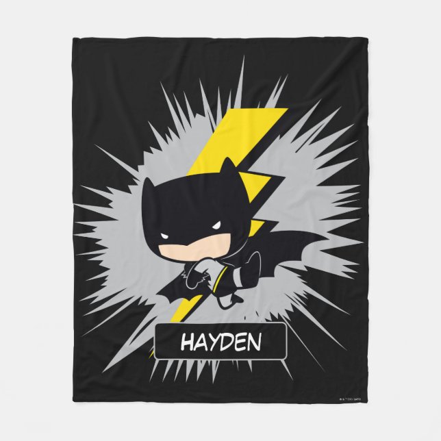 Chibi Batman Lightning Kick Fleece Blanket (Front)
