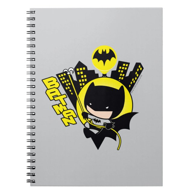 Chibi Batman Scaling The City Notebook (Front)