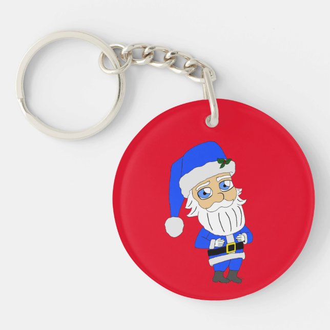 Chibi Blue Suit Santa Keychain (Front)