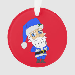 Chibi Blue Suit Santa Ornament