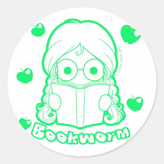 Chibi Bookworm Sticker (Front)