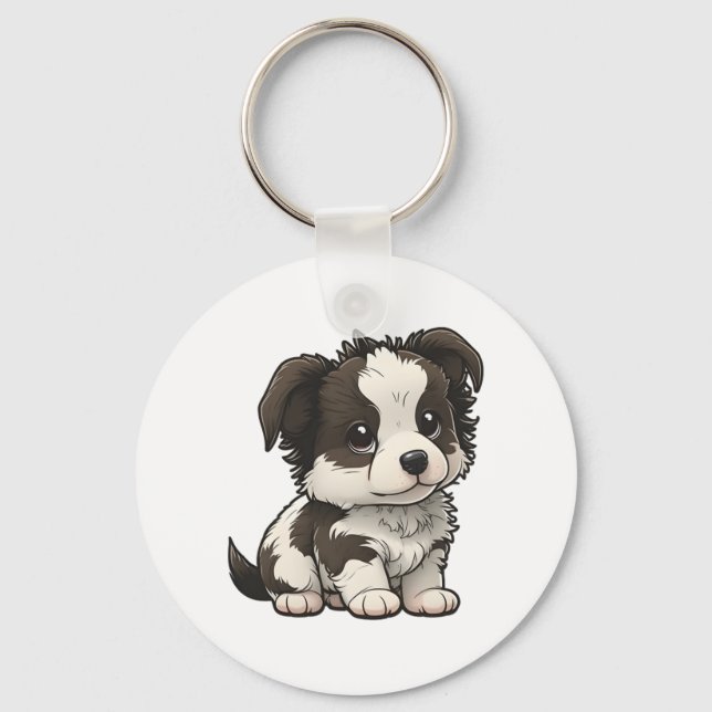 Chibi Border Collie Keychain (Front)