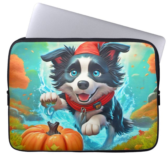 Chibi Border Ninja Dog: Epic Art Laptop Sleeve (Front)