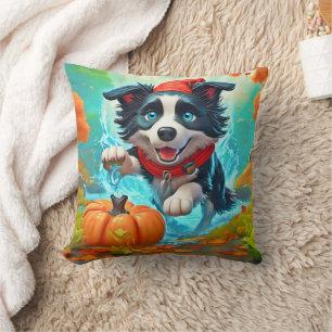 Chibi Border Ninja Dog: Epic Art Throw Pillow