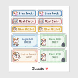 Chibi Bulldog Nom personnalisé Étiquettes