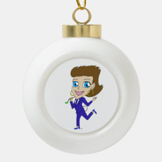 chibi bunny tail ceramic ball christmas ornament