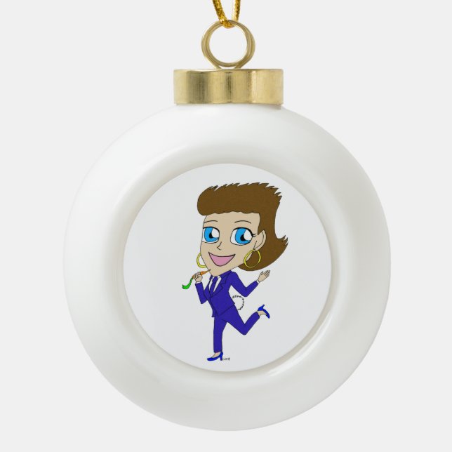 chibi bunny tail    ceramic ball christmas ornament (Front)