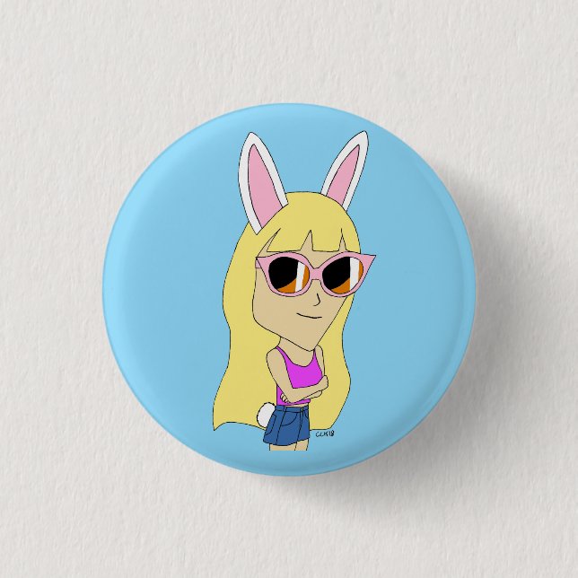 chibi bunnygirl   1 inch round button (Front)