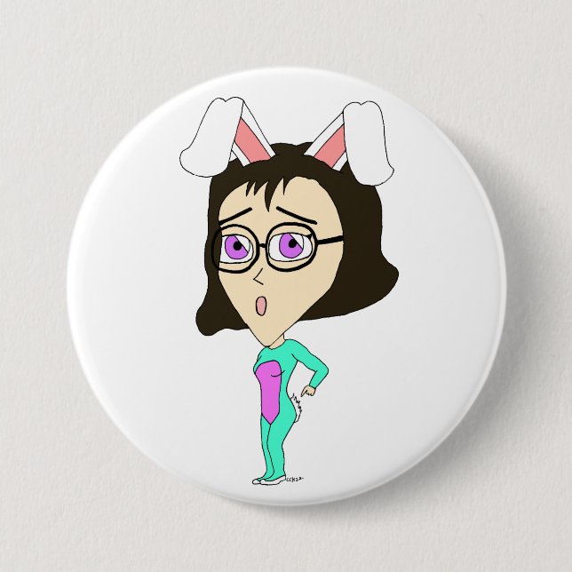 chibi bunnygirl  3 inch round button (Front)