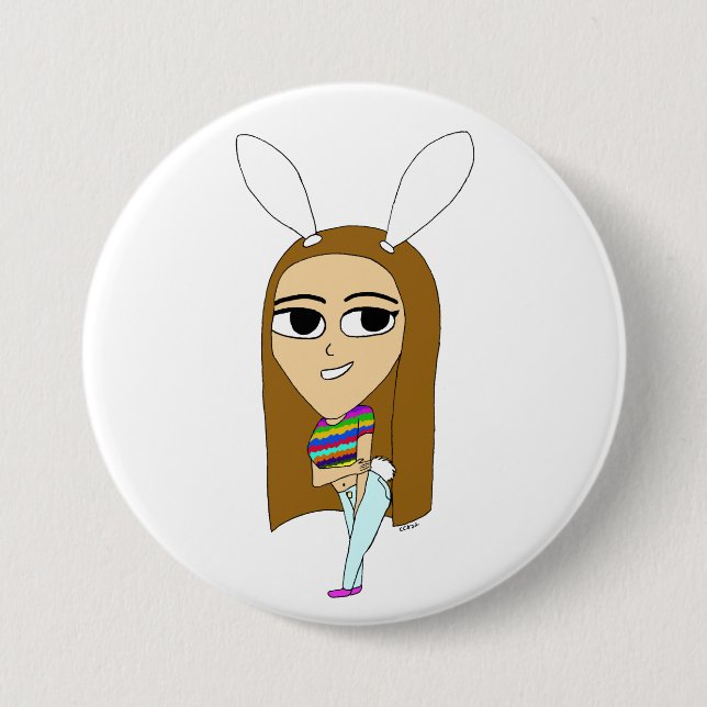 chibi bunnygirl  3 inch round button (Front)