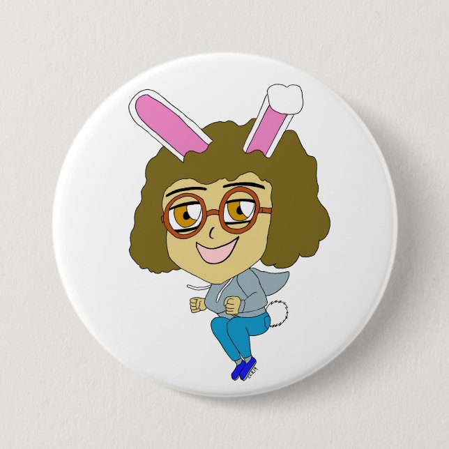 chibi bunnygirl  3 inch round button (Front)