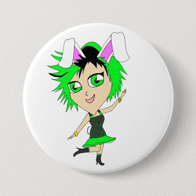 chibi bunnygirl  3 inch round button (Front)