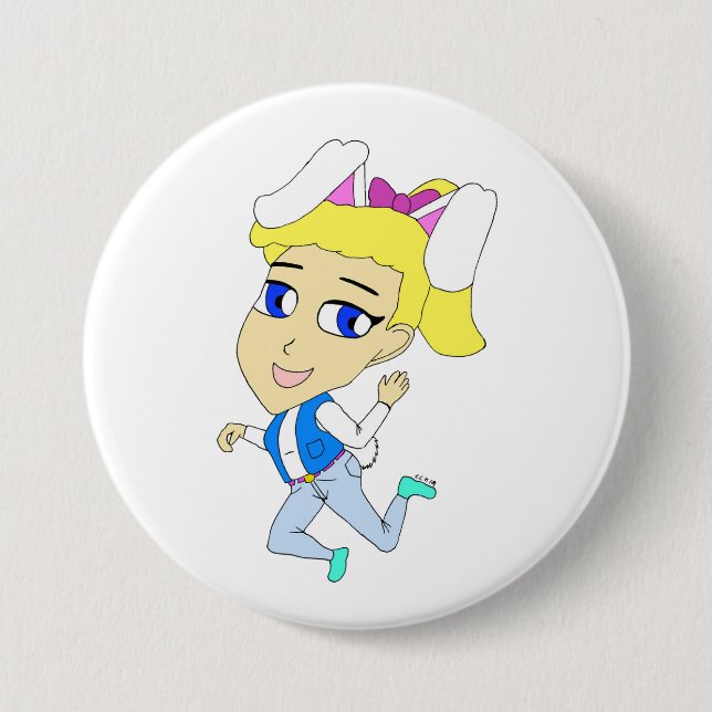 chibi bunnygirl 3 inch round button (Front)