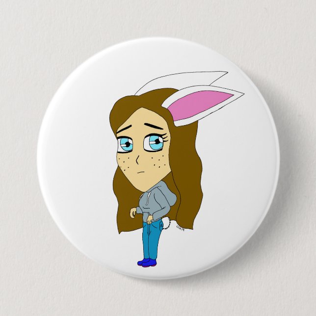chibi bunnygirl  3 inch round button (Front)
