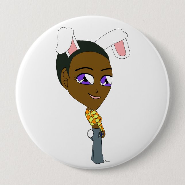 chibi bunnygirl   4 inch round button (Front)