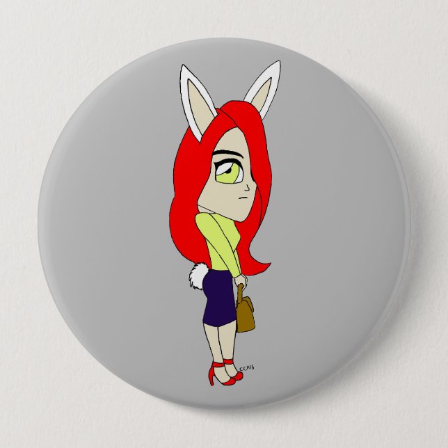 chibi bunnygirl 4 inch round button (Front)