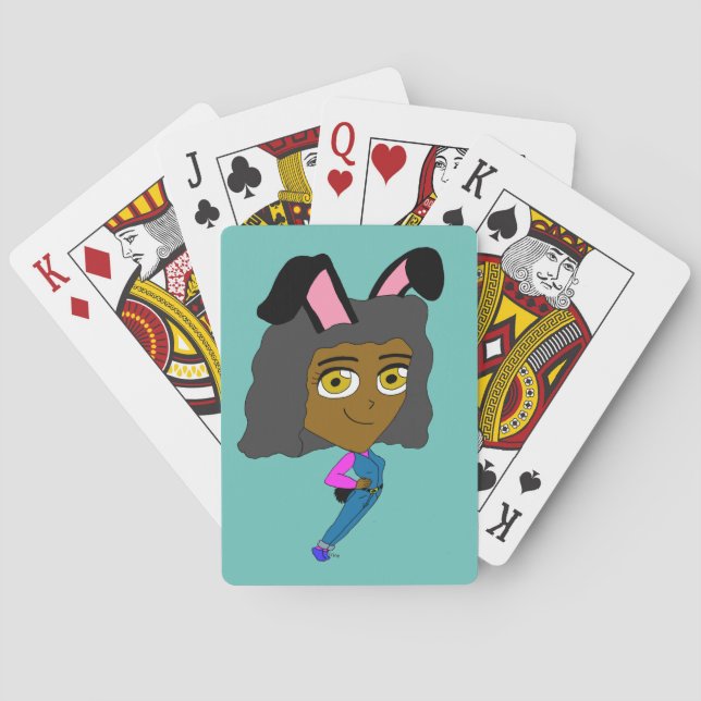 chibi bunnygirl button playing cards (Back)