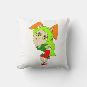 chibi bunnygirl  button throw pillow