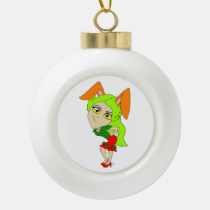 chibi bunnygirl     ceramic ball christmas ornamen ornament