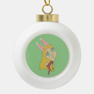 chibi bunnygirl     ceramic ball christmas ornament