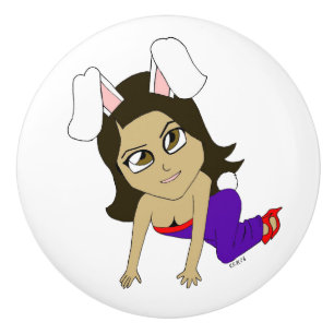 chibi bunnygirl ceramic knob