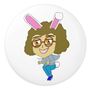 chibi bunnygirl ceramic knob