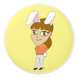chibi bunnygirl  ceramic knob