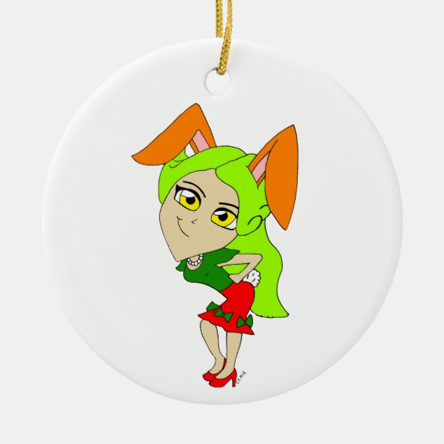 chibi bunnygirl    ceramic ornament (Front)