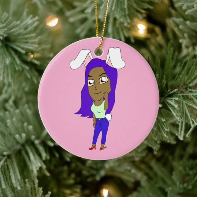 Chibi Bunnygirl Ceramic Ornament (Tree)