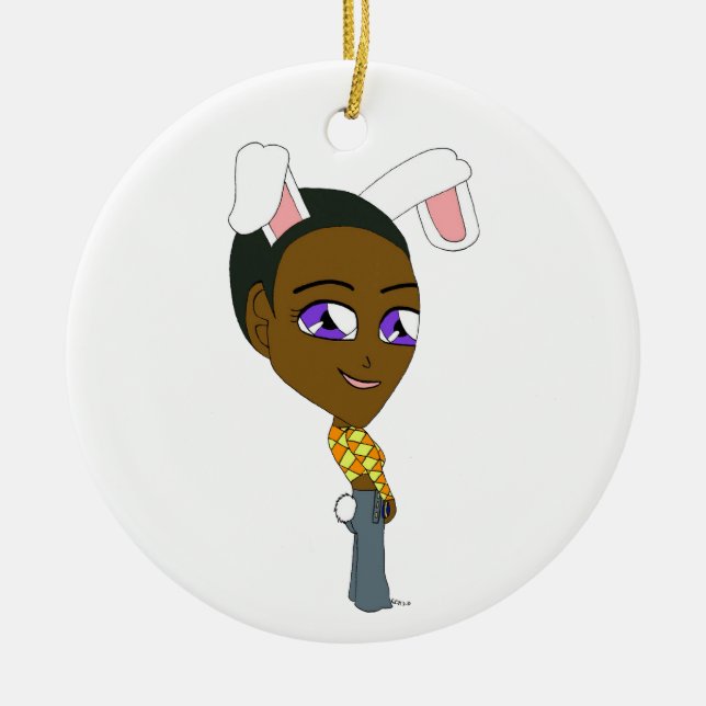 chibi bunnygirl   ceramic ornament (Front)