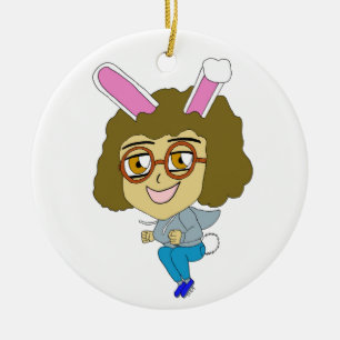 chibi bunnygirl    ceramic ornament