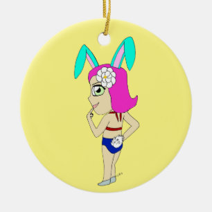 chibi bunnygirl    ceramic ornament