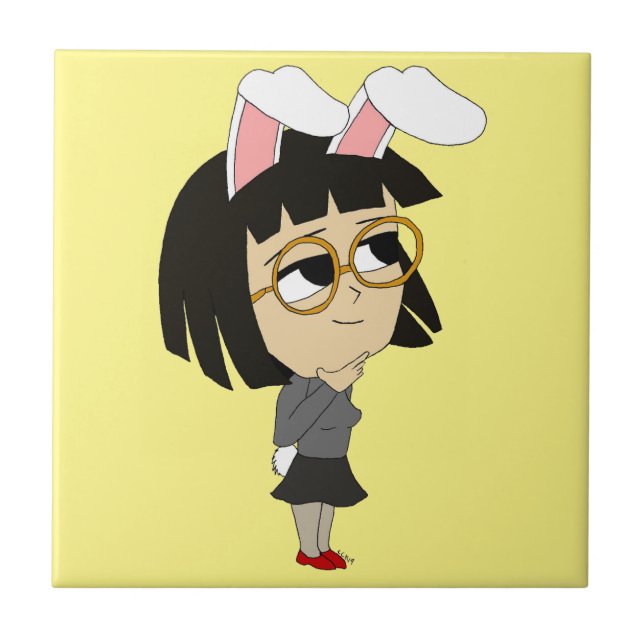 chibi bunnygirl  ceramic tile (Front)