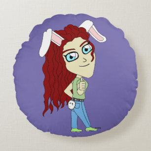 Chibi Bunnygirl giving a thumbs up Round Pillow