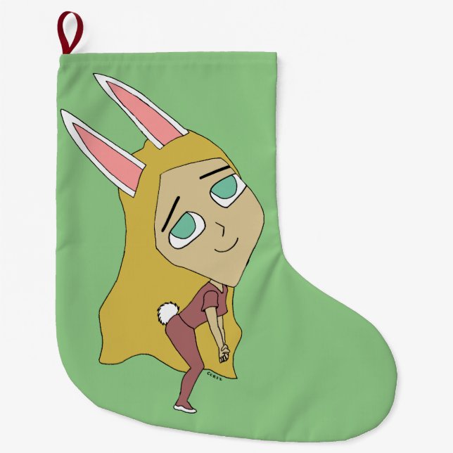 chibi bunnygirl  large christmas stocking (Front)