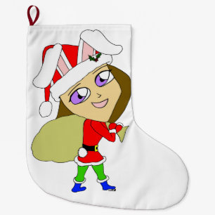chibi bunnygirl  large christmas stocking