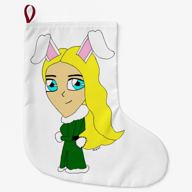 chibi bunnygirl  large christmas stocking (Front)
