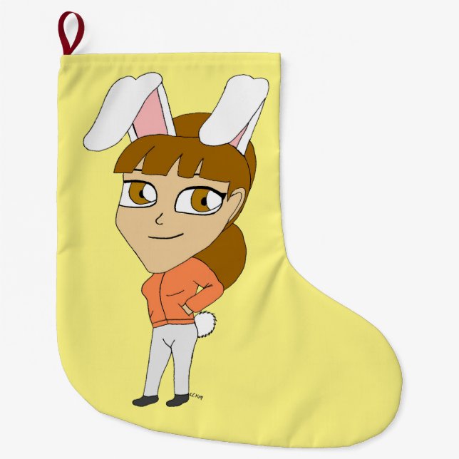 chibi bunnygirl   large christmas stocking (Front)
