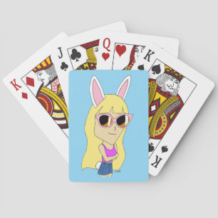 chibi bunnygirl playing cards