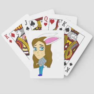 chibi bunnygirl playing cards